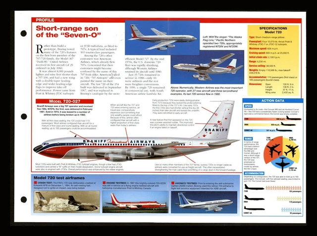 &BOEING 720& AIRCRAFT of World fiche technique avions de ligne 2,52 EUR