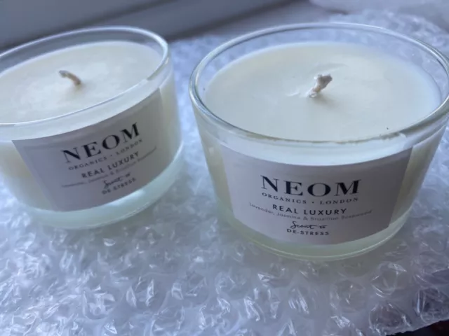 NEOM Real Luxury Scented Candle 75g Scent To De-Stress x 2 - Brand New