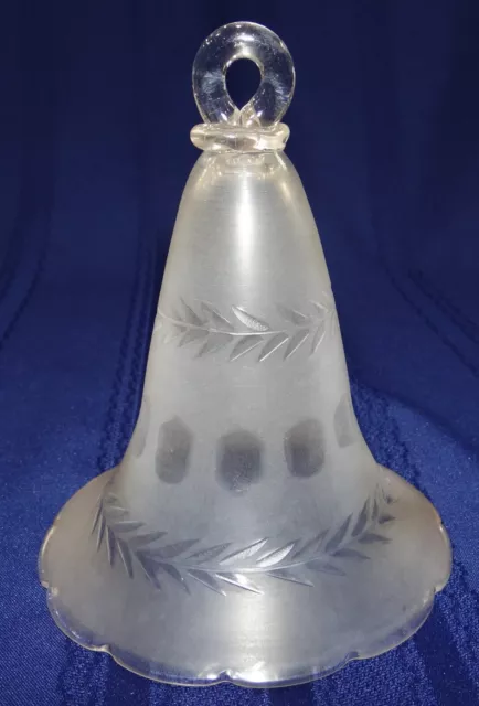Victorian Acid Etched Smoke Bell Satin Frosted Glass Large 6" Oil Lamp Antique