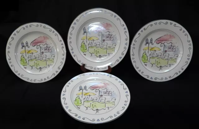 Studio Nova Promenade De Paris TPC49 Cafe Set of 4 Dinner Plates 10.75 Inches