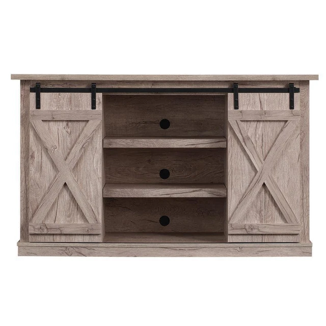 Bell'O TV Stand 54" Particle Board 9-Shelves Ashland Pine w/ Cable Management