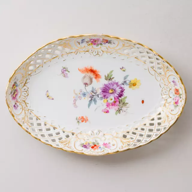 Meissen Durchbruchschale Bunte Blume Bukett 22,5 cm 1. Wahl Knaufzeit Top