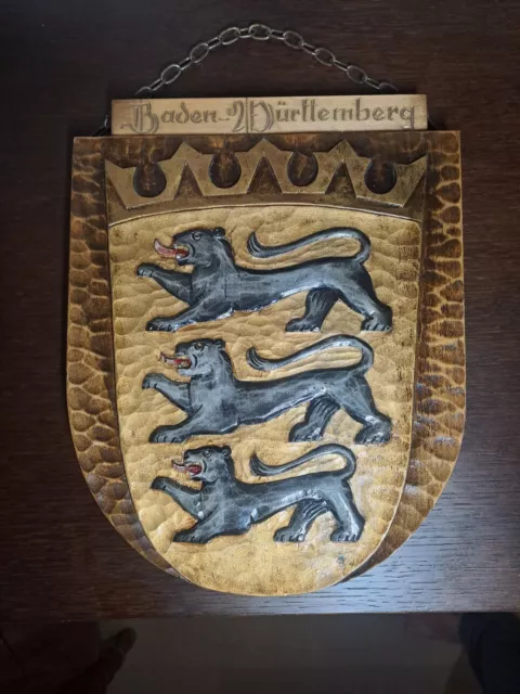 Wappen Baden-Württemberg Holz handgeschnitzt Weihnachtsgeschenk Bürokunst