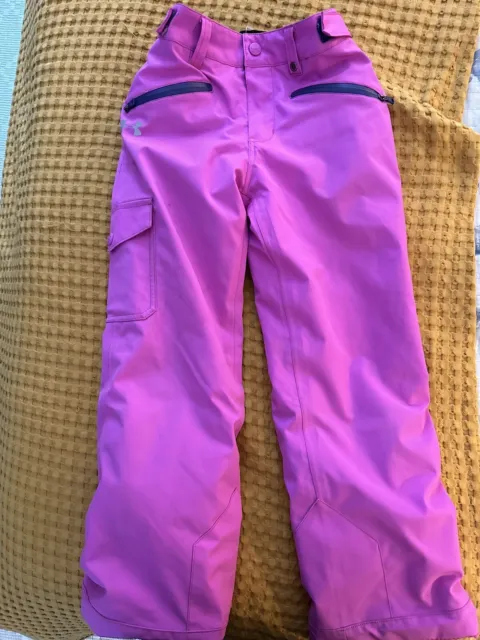 Under Armour Girls Youth Snow Pants Size Youth Medium Pink Cold Gear Storm