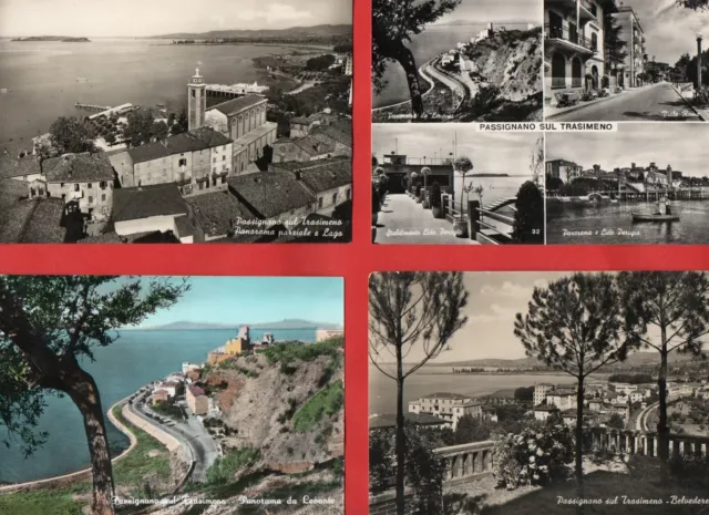 PASSIGNANO SUL TRASIMENO - LOTTO DI 8 CARTOLINE D'EPOCA BN- PERUGIA -vedi foto