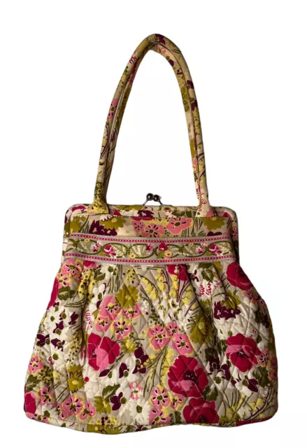 Vera Bradley Alice Floral Shoulder Make Me Blush Kiss Lock Purse Double Handles