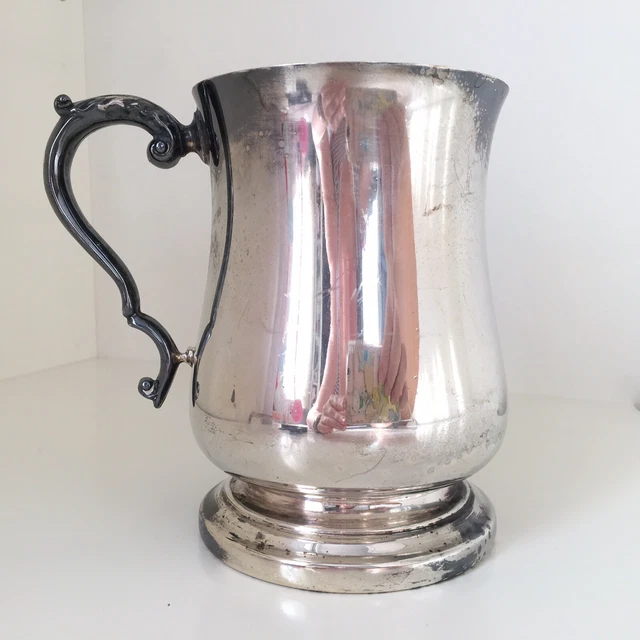 Vintage Silver Plated Made in England Mottled Tankard Goblet Meade Beer Cup 5"