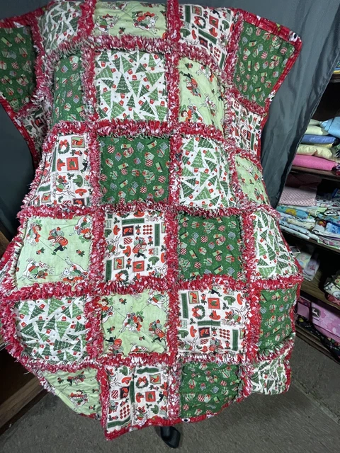 Edredón vintage de Navidad hecho a mano para niños