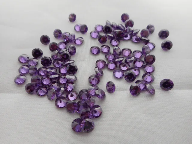 purple cubic zirconia gemstones 4.5mm round 4 for £1.10p