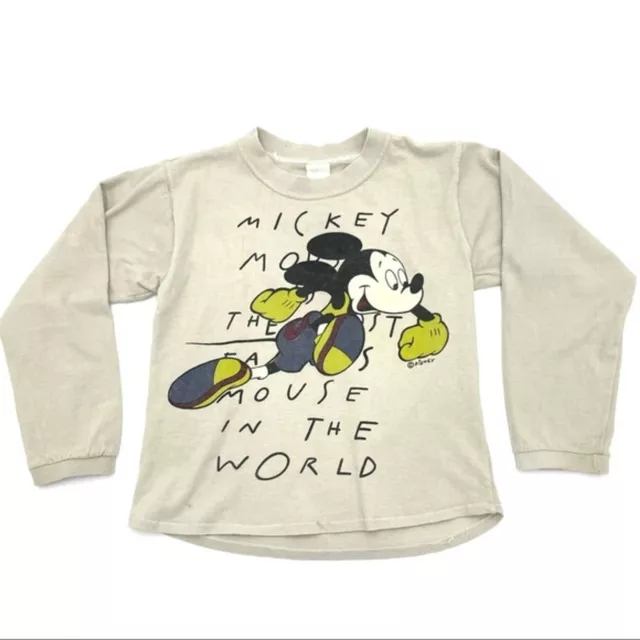 Vintage Mickey Mouse Kid's Long Sleeve Tee Shirt Fastest Mouse in the World Fun