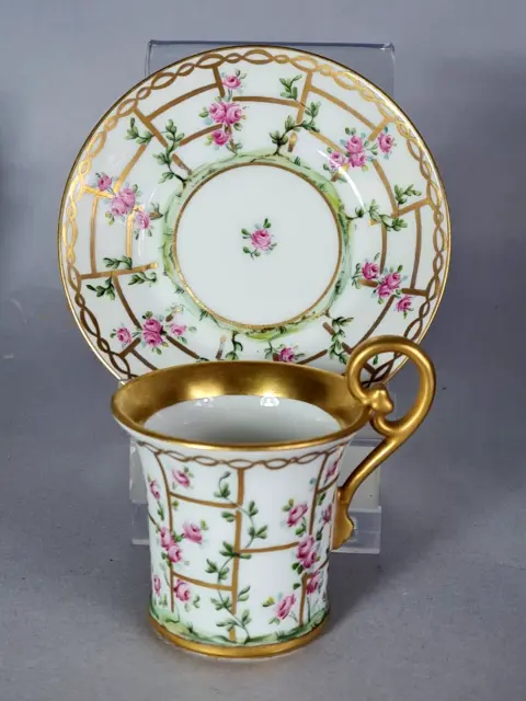 Antique Cup Coffee Porcelain Paris Limoges? Decor Painted, Signed B706