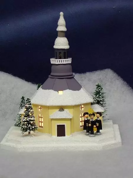 Seiffener Kirche Lichterhaus 21 cm Kurrende Weihnachtsbaum Weihnachtshaus NEU