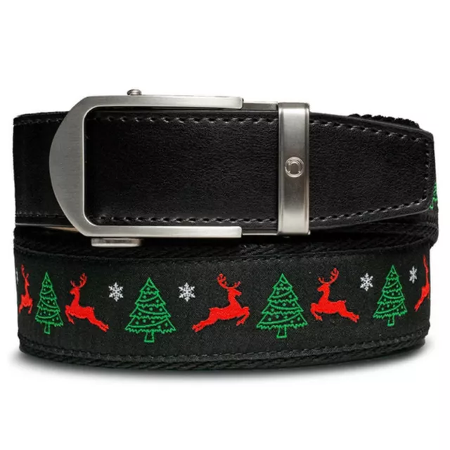 NEW Nexbelt Holiday Series Red Nose Reindeer Ribbon Cut to Fit Golf Belt