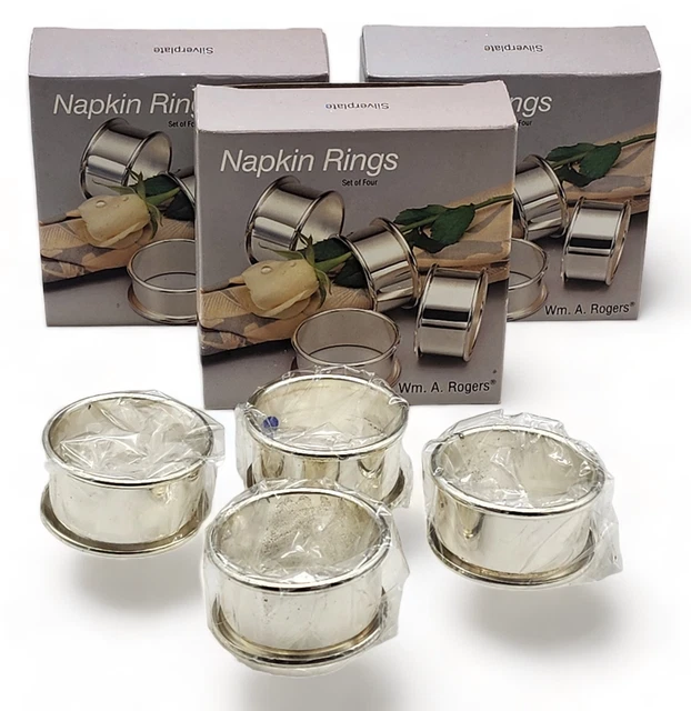 12 VINTAGE WM. A ROGERS Silver Plate Napkin Rings NEW IN BOX 100.00