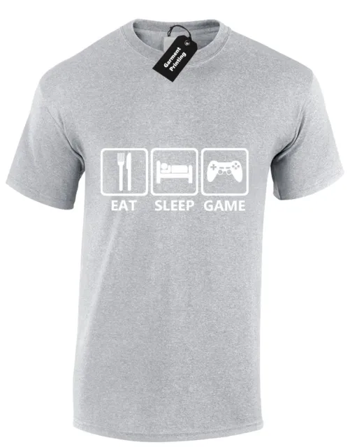 T-Shirt Da Uomo Eat Sleep Game Console Videogiochi Simboli Gamer Geek Top S-Xxxl 5