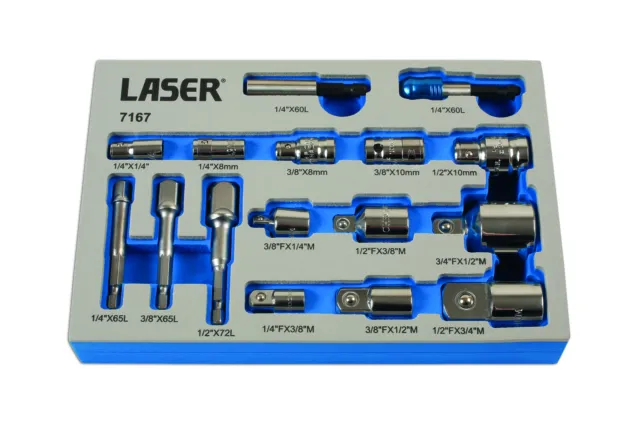 Laser Tools 7167 Socket and Bit Socket Adaptor Set 16pc