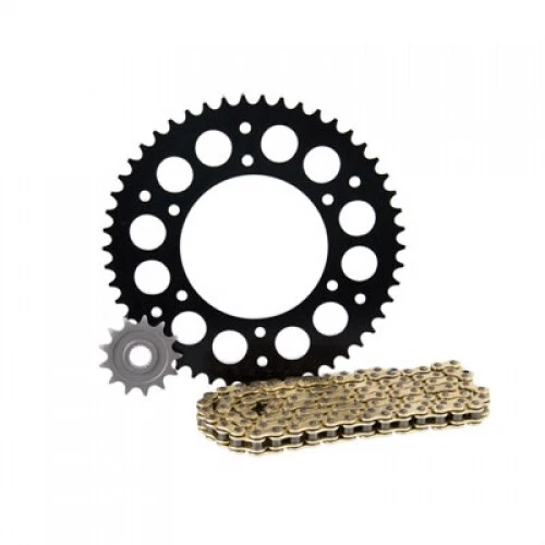 Primary Drive Alloy Kit & Gold X-Ring Chain Black Rear Sprocket 1021390259