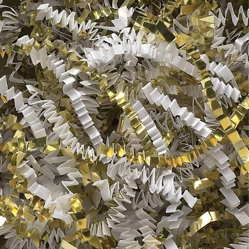MyBoxSupply 10 lb. White and Gold Metallic Blend Crinkle Paper, 10 Lbs Per Case