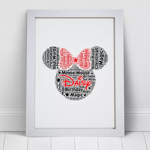 Personalisierter Minnie Mausdruck Disney Geschenk Geburtstag Weihnachten für ihr Wort Kunst