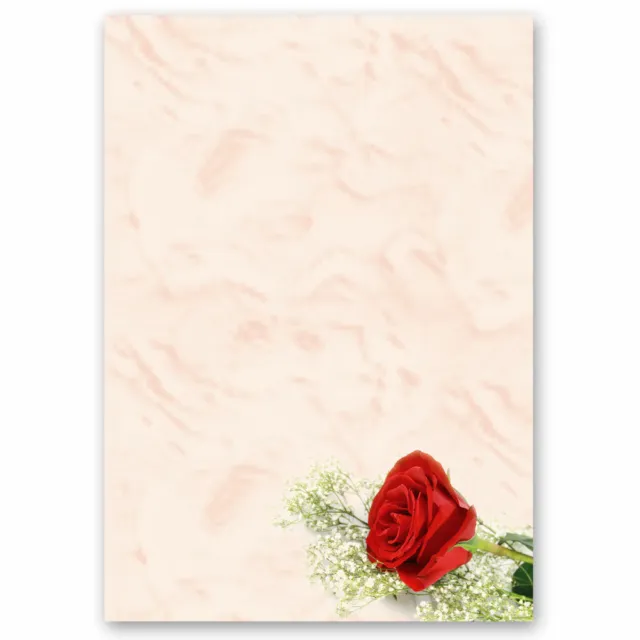 Papier à motif ROSE ROUGE 50 feuilles DIN A4 Motif de fleurs