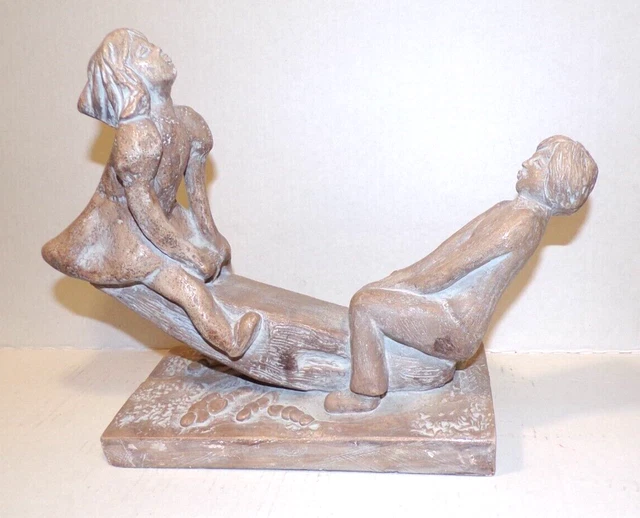 MCM Austin Productions Seesaw Sculpture Girl Boy Children Teeter Totter 1973 VTG