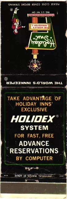 Holidex System Reservation, Holiday Inn Springfield, Vintage Matchbook Cover