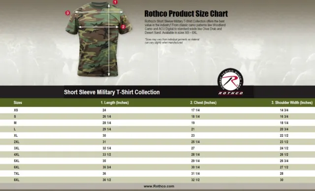 T-SHIRT CAMOUFLAGE CAMO Rothco Military Style $15.99 - PicClick