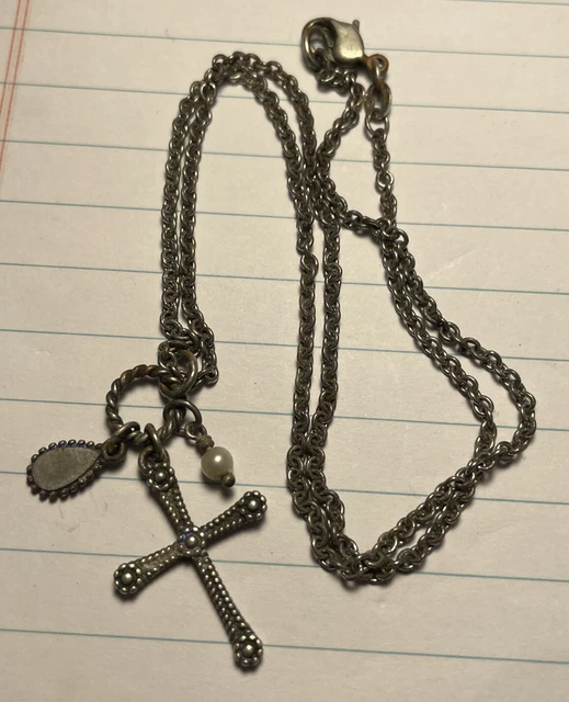 JAMES AVERY RETIRED Sterling Cross Pendant w/ Rope Chain Necklace 92.