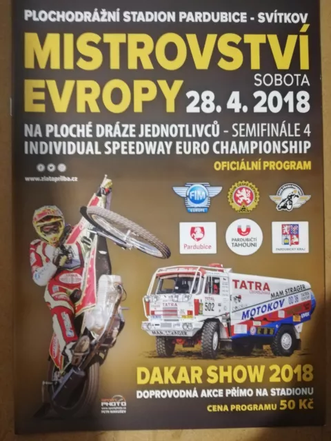 2018 FIME SEC Speedway European Championship semifinal 4 programme Pardubice