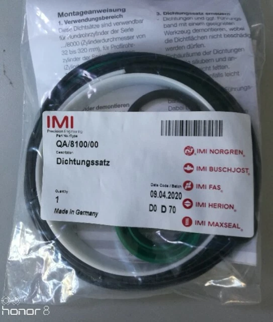 1pc IMI NORGREN QA/8100/00 Cylinder Service Kit IMI NORGREN Cylinder Repair Kit