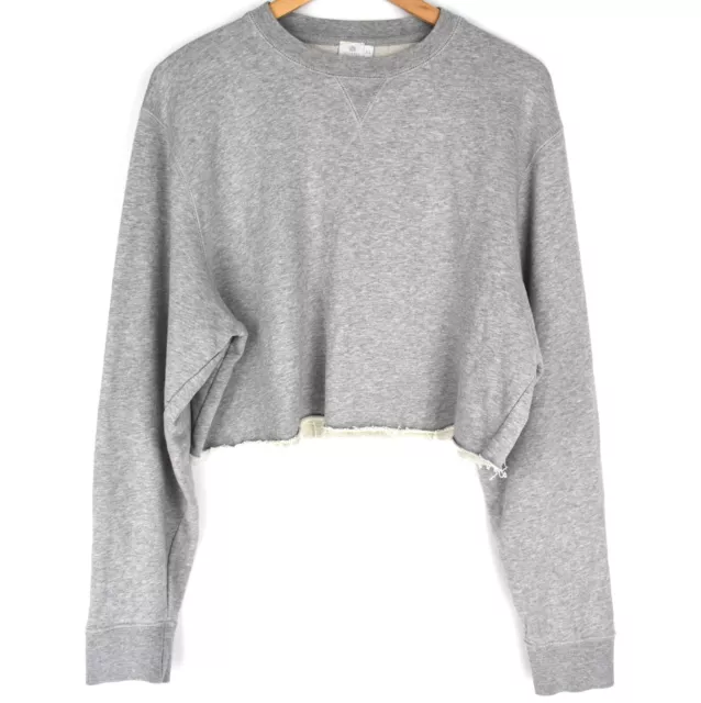 Sunspel Grey Cotton Raw Edge Crew Neck Sweatshirt Size XL