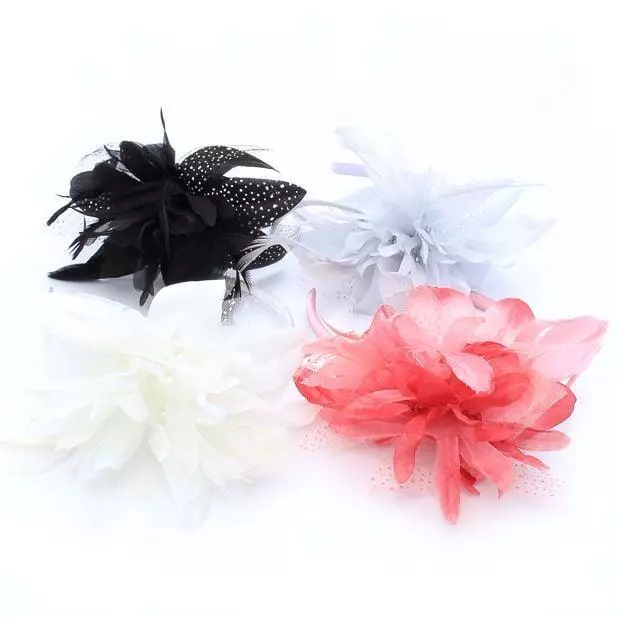 Ladies Hair Fascinator Flower & Feather Aliceband Headband Wedding Races Ascot