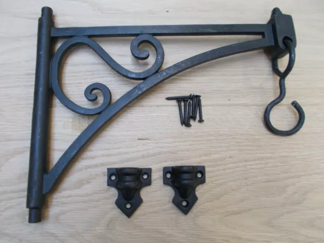 Cast Iron Garden Hanging Basket Swivel Bracket + Hook for plants lantern chime