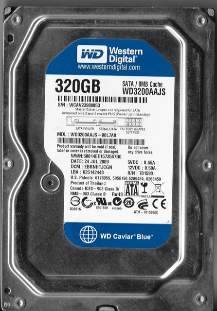 Western Digital WD3200AAJS-22VWA0 Dcm : Hhrnhtjmhn 320gb 3.5  SATA HDD