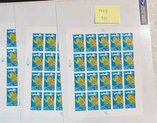 US Stamps Lunar New Year 1998/1999/2000/2001/2003/2005 Chinese Zodiacs 21 Sheets