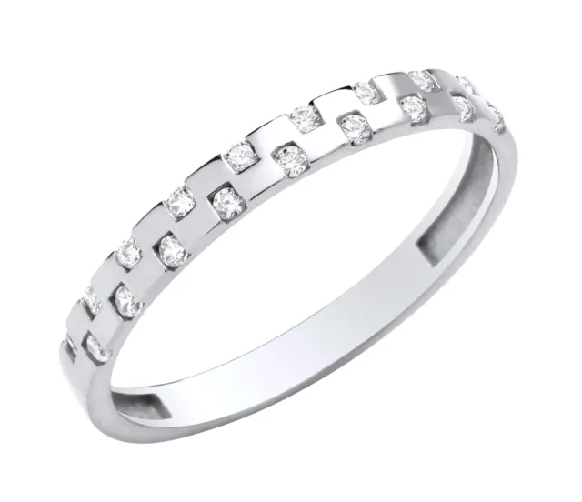 9ct White Gold 0.10ct Eternity Wedding Ring size J to U - Simulated Diamond