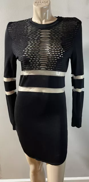 Alexander Wang For H&M Perforated Tunic Dress Size S Long Sleeve Black