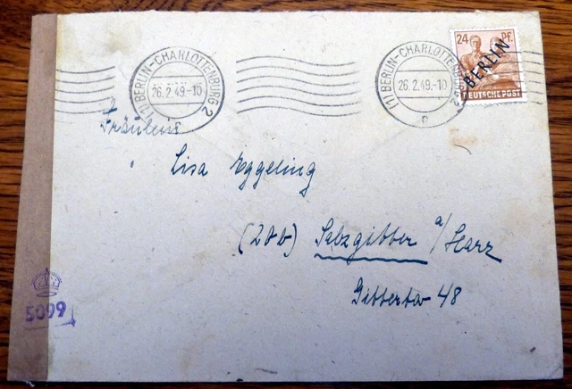 britische Zensur 5099 Brief Berlin Charlottenburg 1949 Salzgitter (558