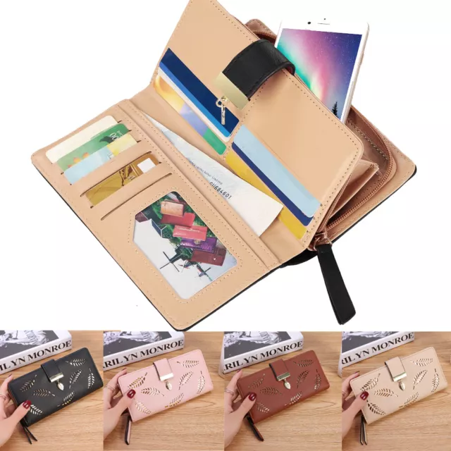 Fashion Womens Bifold Wallet Leather Long Clutch Card Holder Phone Purse Handbag