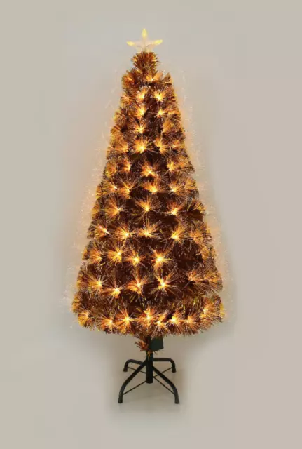 4FT Pre-lit LED Fibre Optic Christmas Tree Artificial Holiday Décor Metal Stand