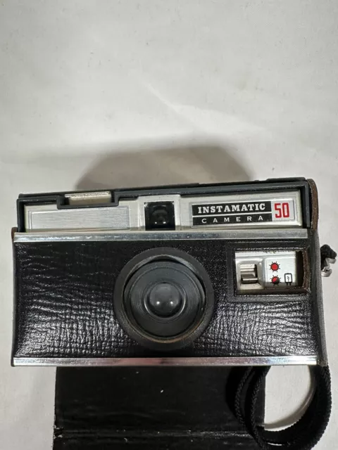 Vintage Kodak Instamatic 50 Camera with Leather Case Untested