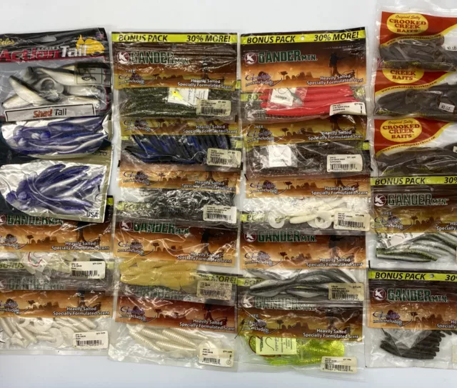 LOT OF 39 packs of soft plastic lures for bass fishing. New And