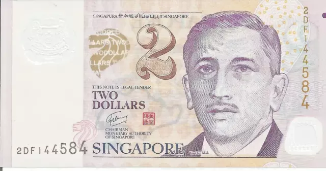 SINGAPORE 2 Dollars Banknote World Polymer Money UNC Currency  2020 # 1