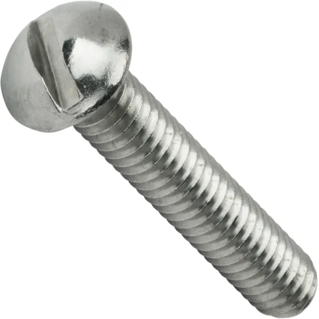 12-24 Round Head Machine Screws Slotted Drive Stainless Steel All Lengths