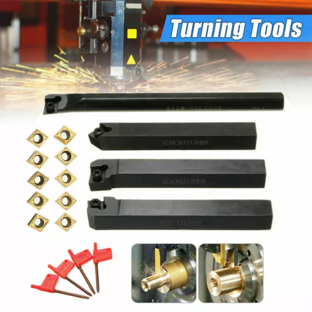 4Set of 12mm Shank Metal CNC Lathe Turning Tool Boring Bar With Carbide Inserts