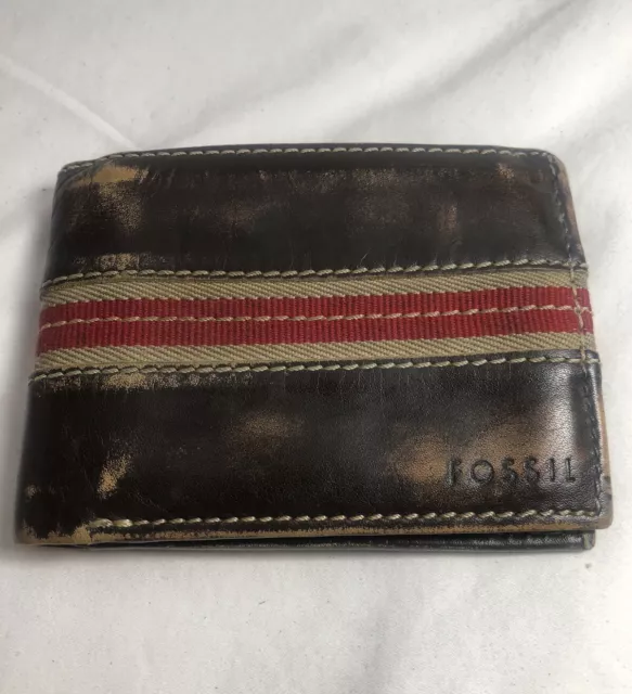 Fossil Brown Genuine Leather Mens BiFold Wallet