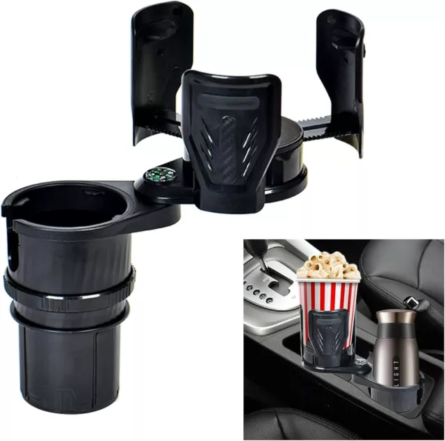 Cup Holder Expander for Car 2 in 1 Adjustable Rotation Dual Cup with Compass p2