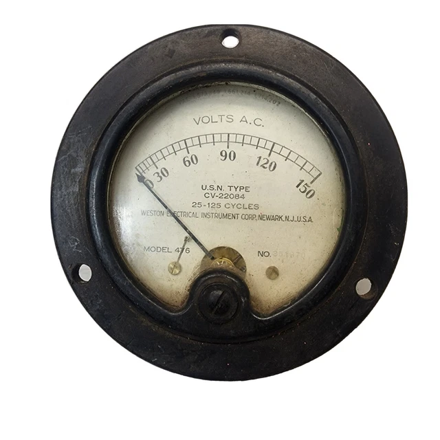 Vintage Weston Electrical Model 476 U.S.Navy CV-22084 25-125 cycle Newark NJ USA