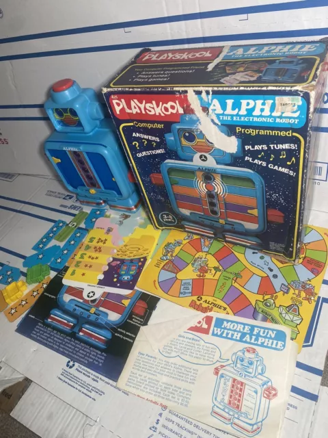 1978 PLAYSKOOL ALPHIE Robot with box & extras Not Working $29.99 - PicClick