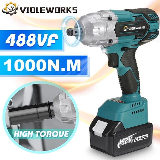 CORDLESS ELECTRIC IMPACT Wrench Gun 1/2''Driver 1000Nm/Liion Battery